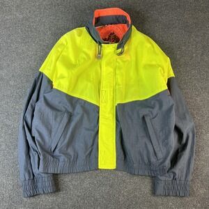 Dash Jacket Mens Large Yellow Gray Colorblock Hooded Windbreaker Adventure